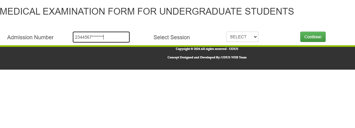 MEDICAL EXAMINATION FORM FOR UNDERGRADUATE STUDENTS 